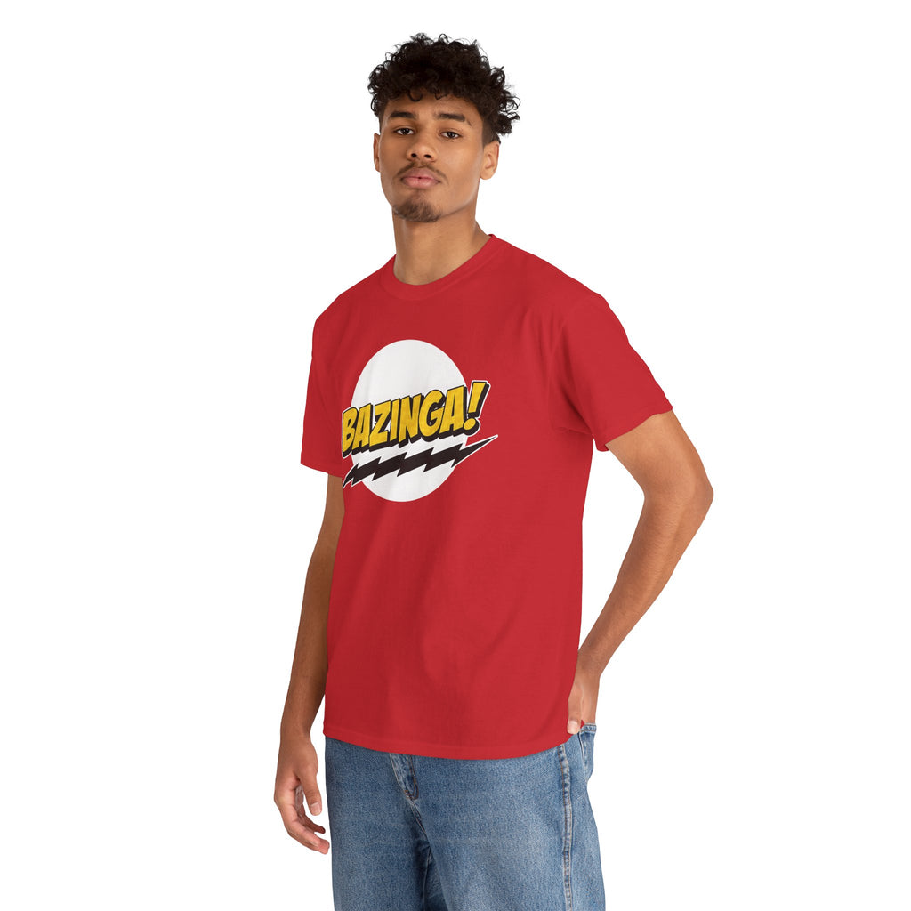 Flash Parody: A fan tribute Unisex T-shirt - DC Flash logo with Sheldon's catchphrase "Bazinga!"