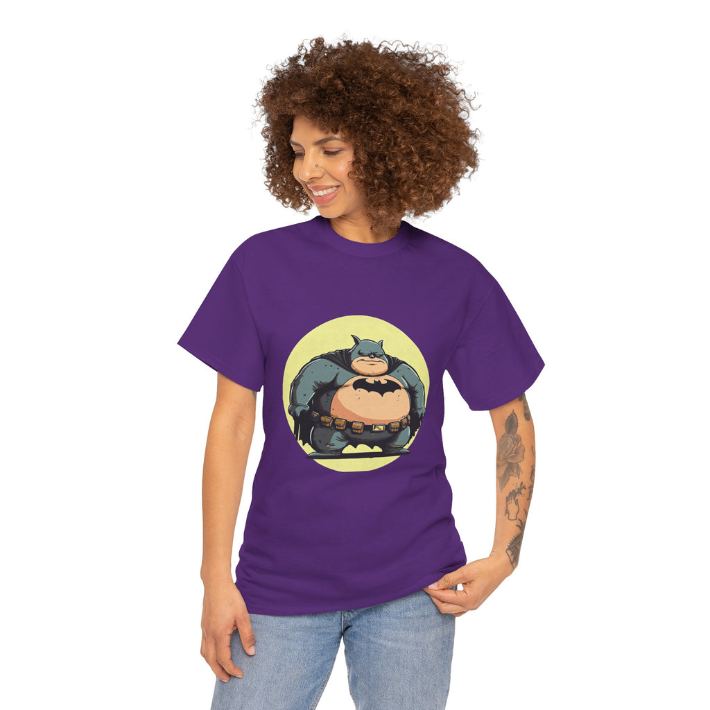 Funny Chubby Bat Hero T‑Shirt — Cute Fat Batman Parody Tee