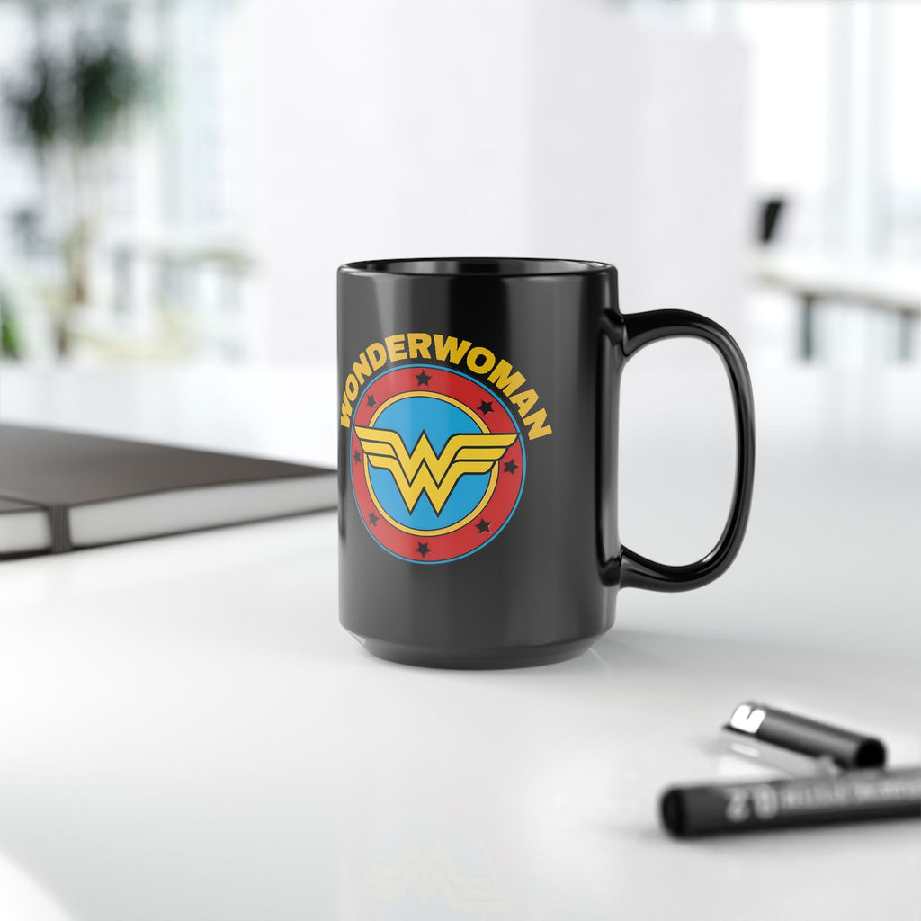Wonder Woman Vintage Logo Coffee Mug - Retro DC Justice League Ceramic Cup - 11oz & 15oz