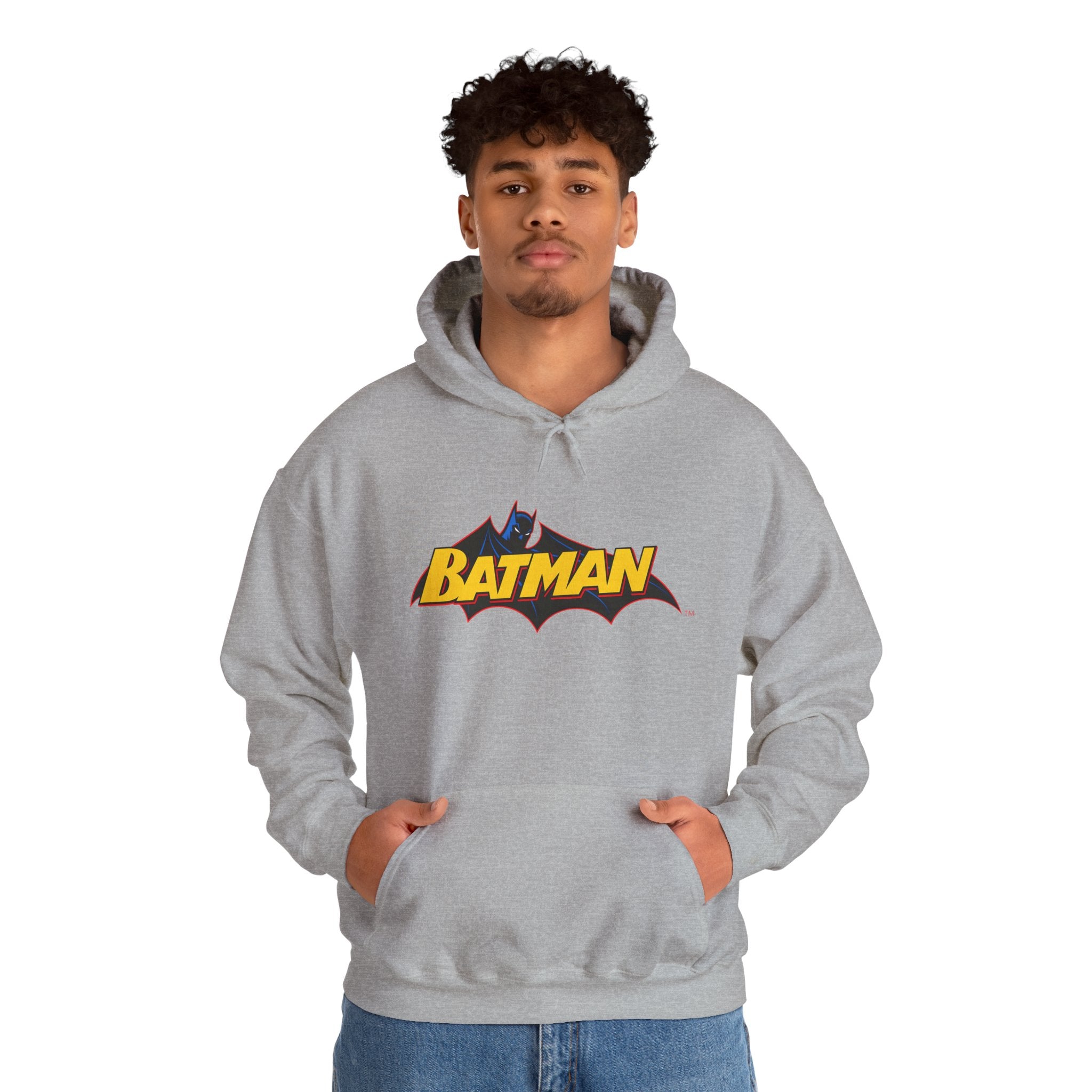 Batman DC Comics Inspired Logo Hoodie — Retro Bold Graphic Batman Sweatshirt
