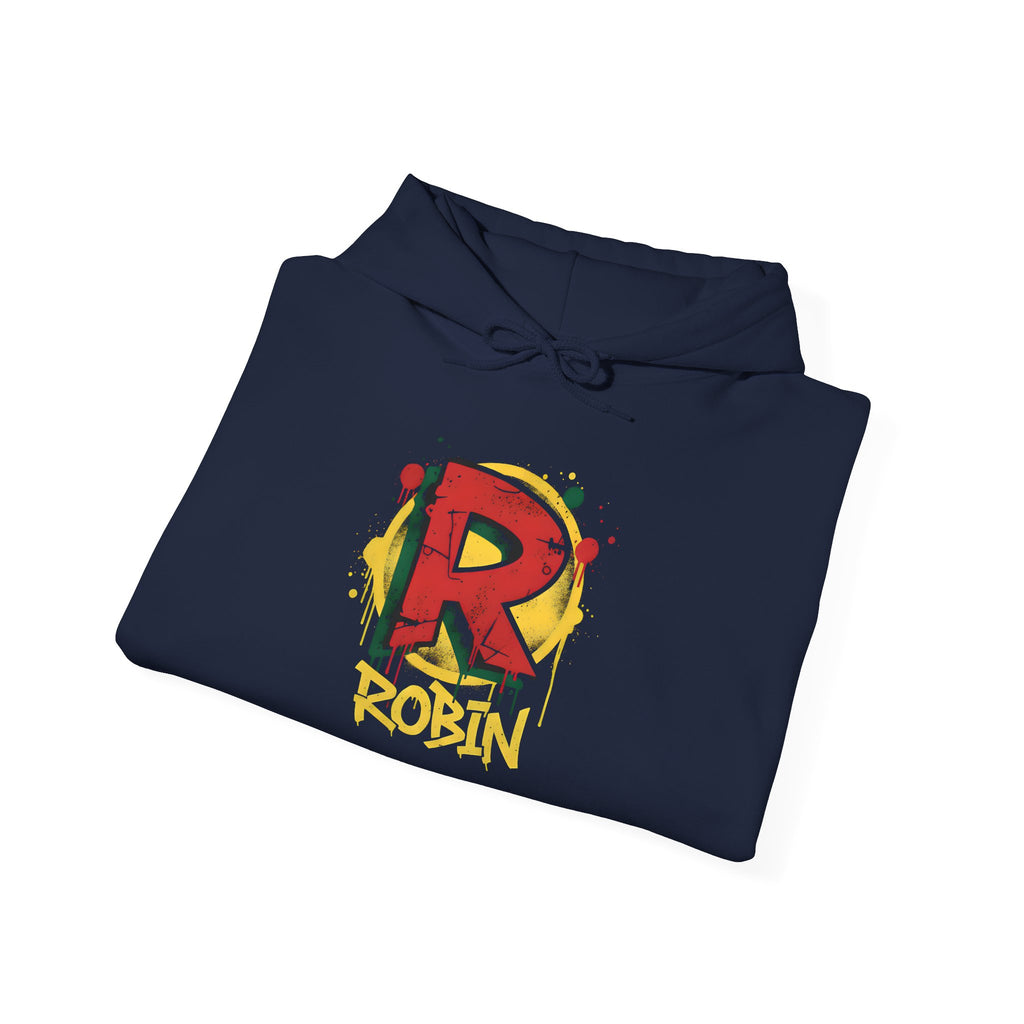 DC Robin Graffiti Hoodie — Dick Grayson "R" Street Art Pullover