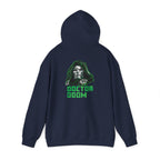 Doctor Doom Avengers Hoodie — Villain Portrait & Back Text Graphic