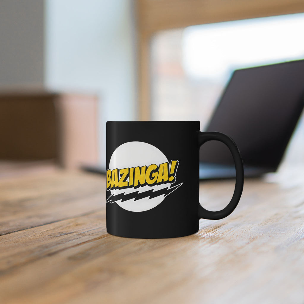 Bazinga! Retro Comic Black Ceramic Mug — 11oz & 15oz