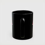 Red Hood Outlaw Symbol Black Ceramic Mug - Jason Todd Coffee Cup - Bold Red Bat Emblem Design - 11oz & 15oz