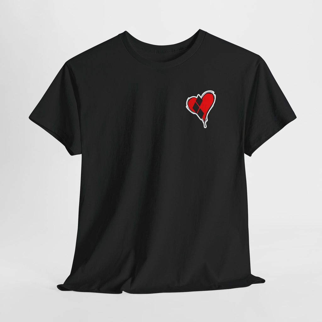 Harlequin Heart Tee — Joker-Inspired Playing Card Graphic T-Shirt