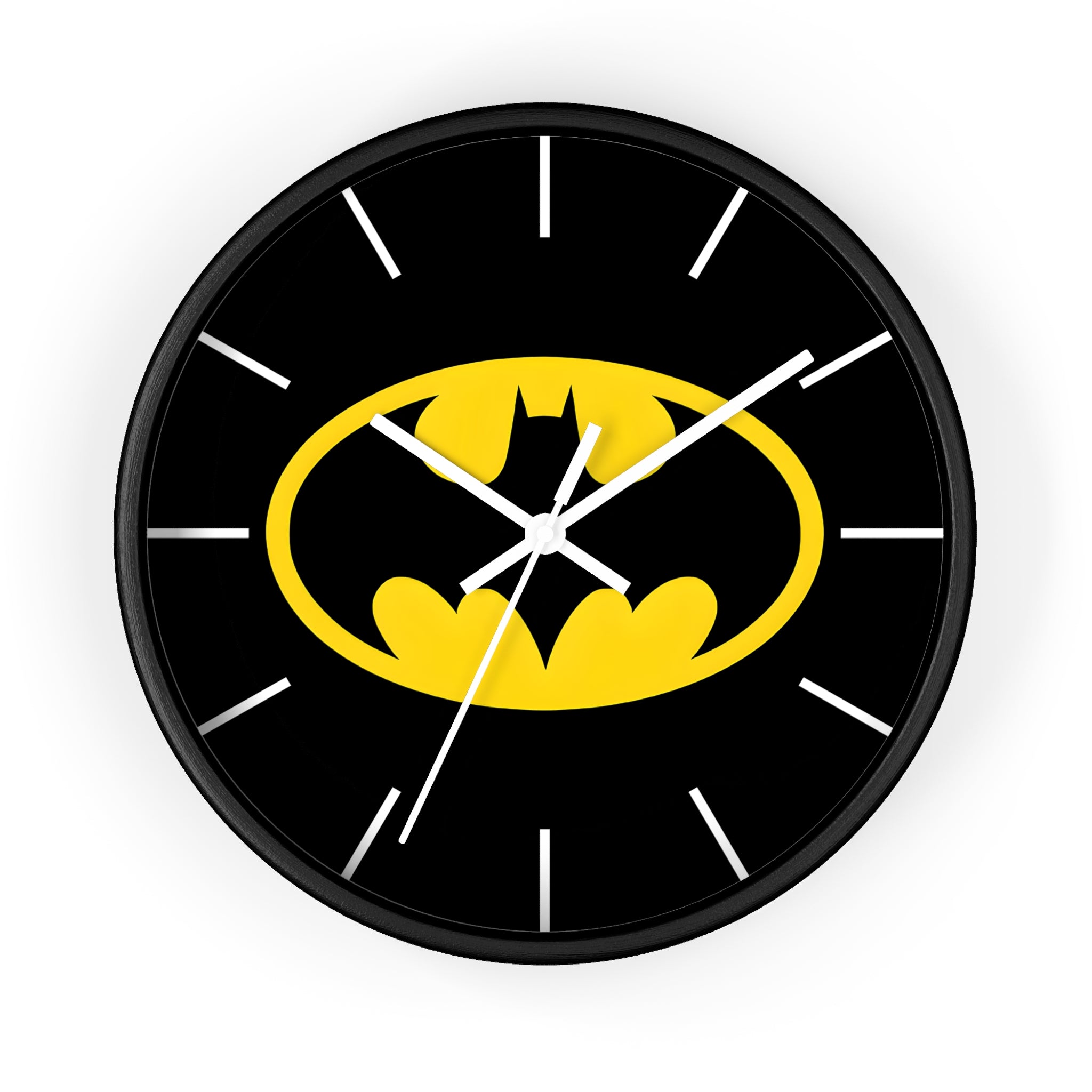 Batman Logo Wall Clock — Black & Yellow Superhero Decor