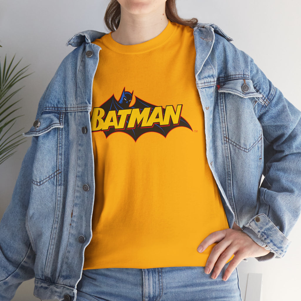Batman  DC Comics inspired Logo T‑Shirt — Retro Yellow & Red Batman Emblem Tee