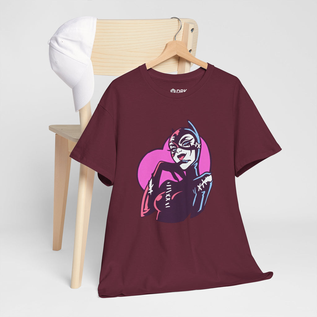 Catwoman Neon Heart Retro Comic T-Shirt — Catwoman Anti-Hero Tee