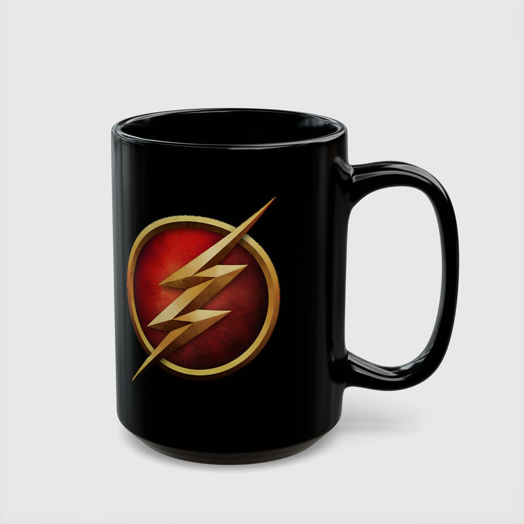 Classic DC Flash Lightning Bolt Mug - Scarlet Speedster Black Coffee Mug-  11oz & 15oz Speed Force Drinkware