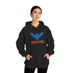Nightwing Logo Hoodie — Dick Grayson Blue Bat Graphic Pullover