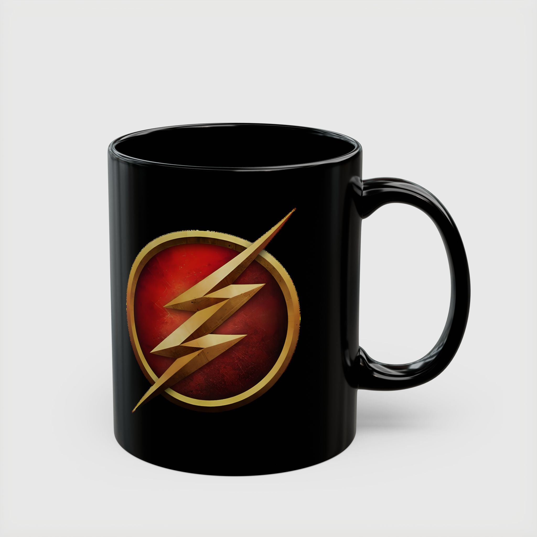 Classic DC Flash Lightning Bolt Mug - Scarlet Speedster Black Coffee Mug-  11oz & 15oz Speed Force Drinkware