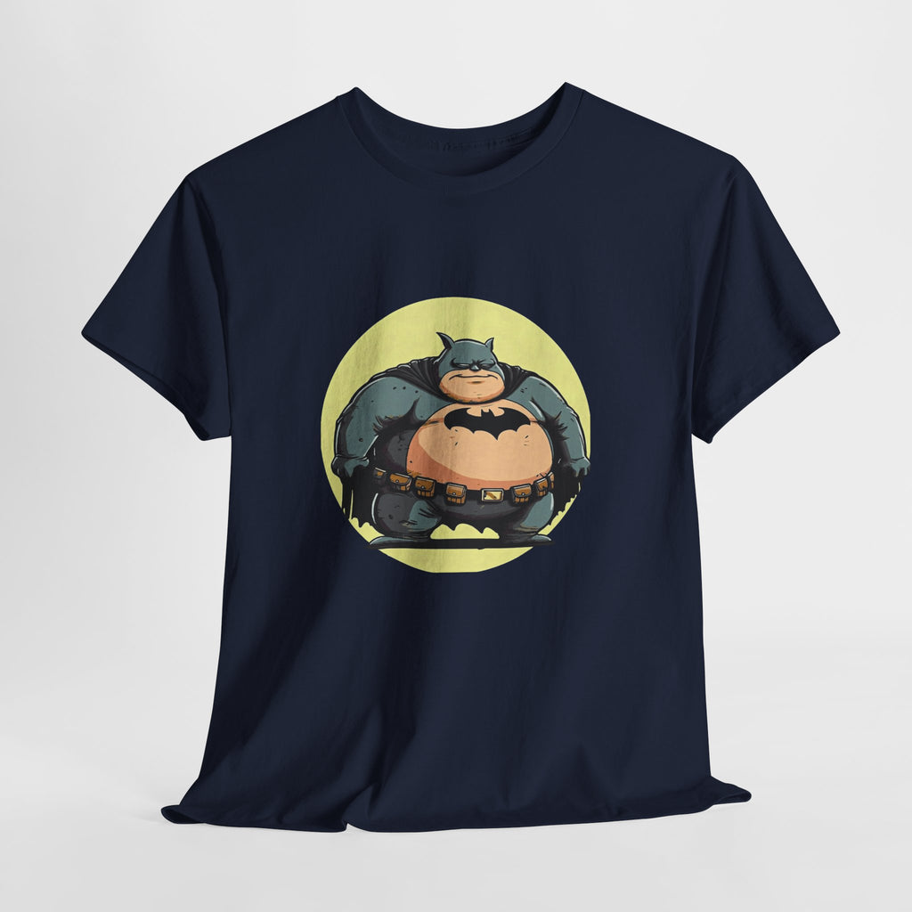 Funny Chubby Bat Hero T‑Shirt — Cute Fat Batman Parody Tee