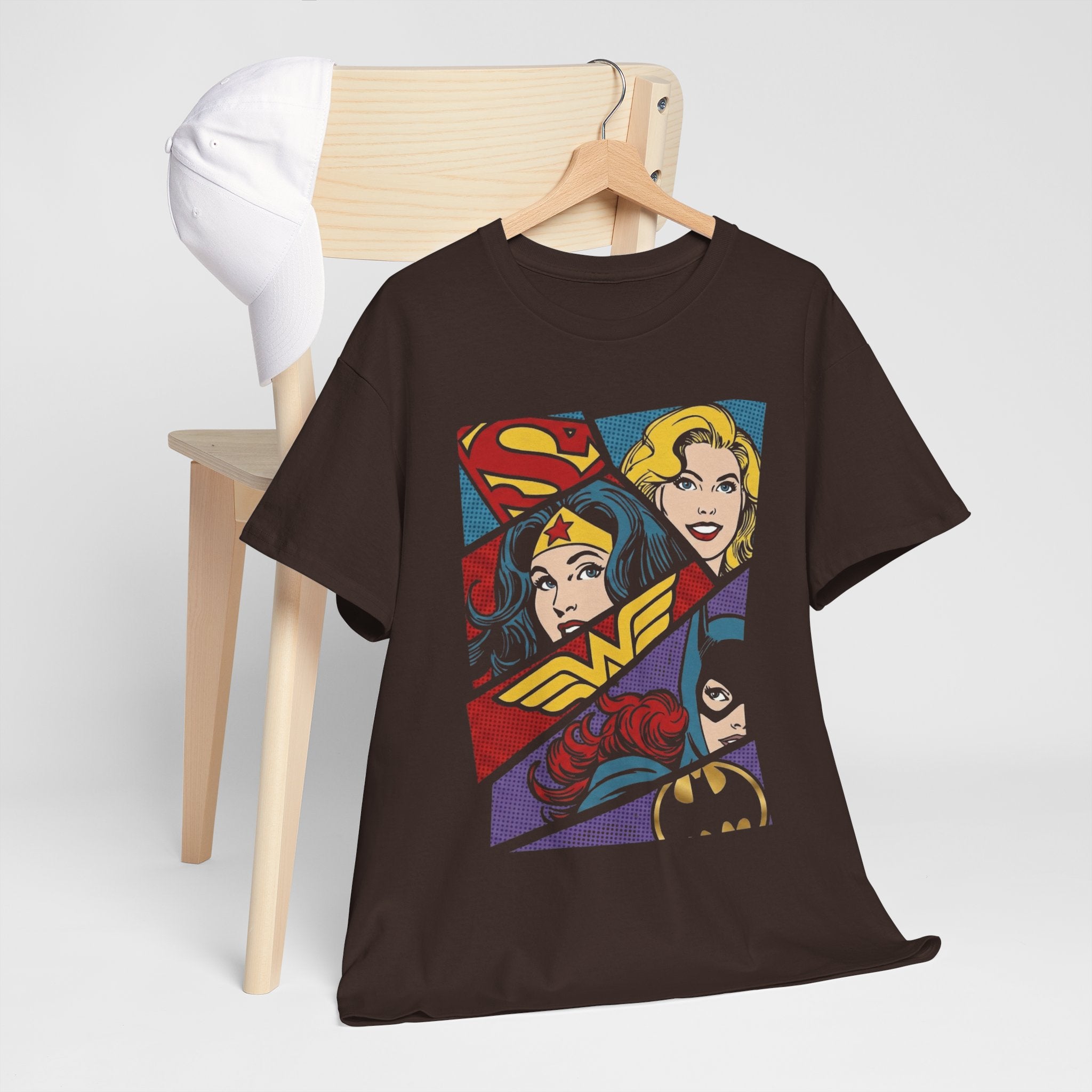 DC Girls Superhero Collage T‑Shirt — Wonder Woman, Supergirl & Batgirl Comic Tee