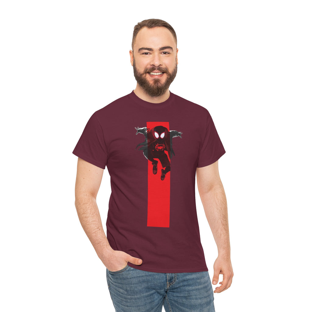 Marvel Miles Morales Spider-Man T-Shirt – Red Vertical Stripe Design | Premium Superhero Tee for Fans