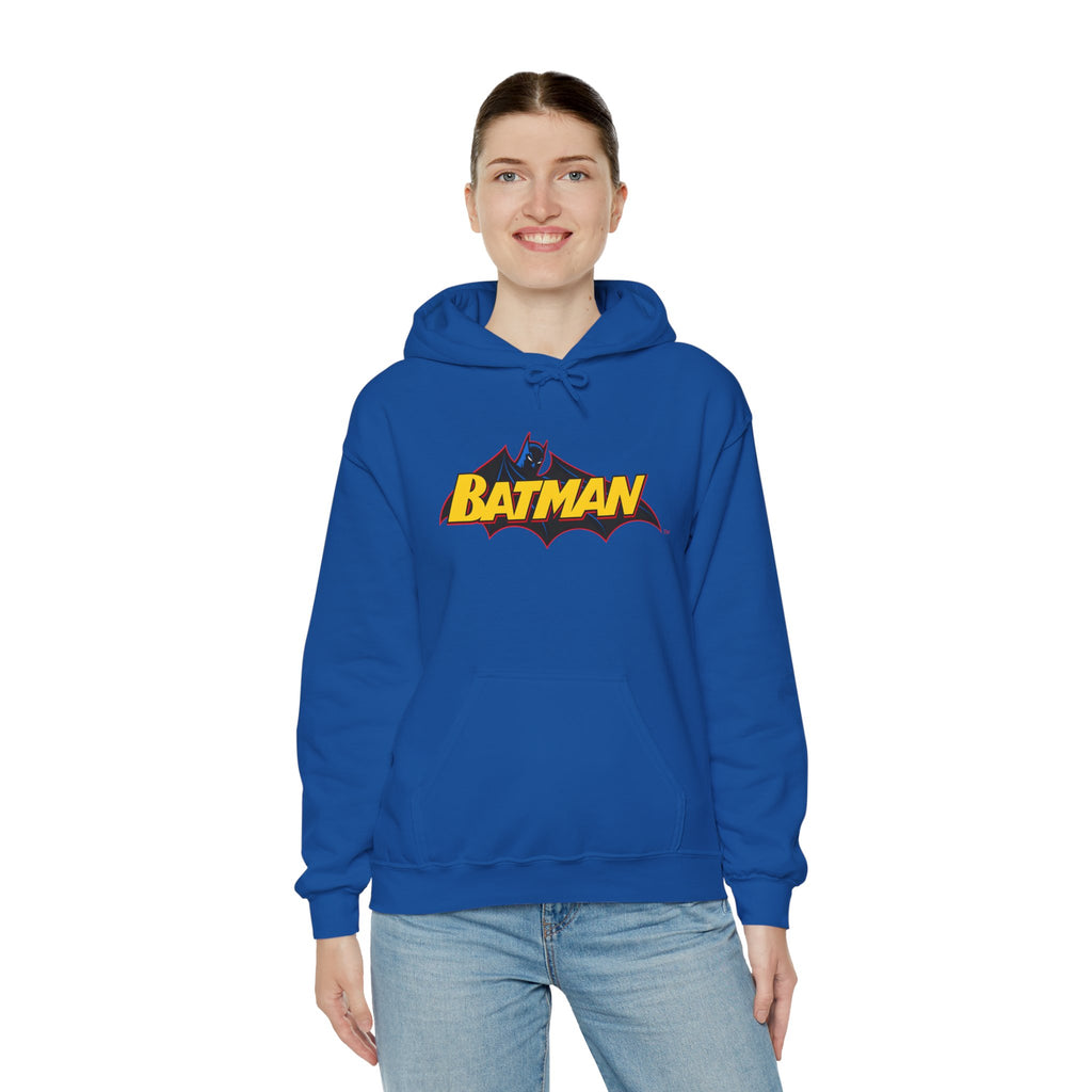 Batman DC Comics Inspired Logo Hoodie — Retro Bold Graphic Batman Sweatshirt