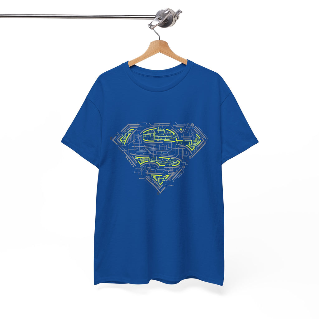 Superman Tech Shield T-Shirt — Futuristic Man of Steel Fanart Logo Tee