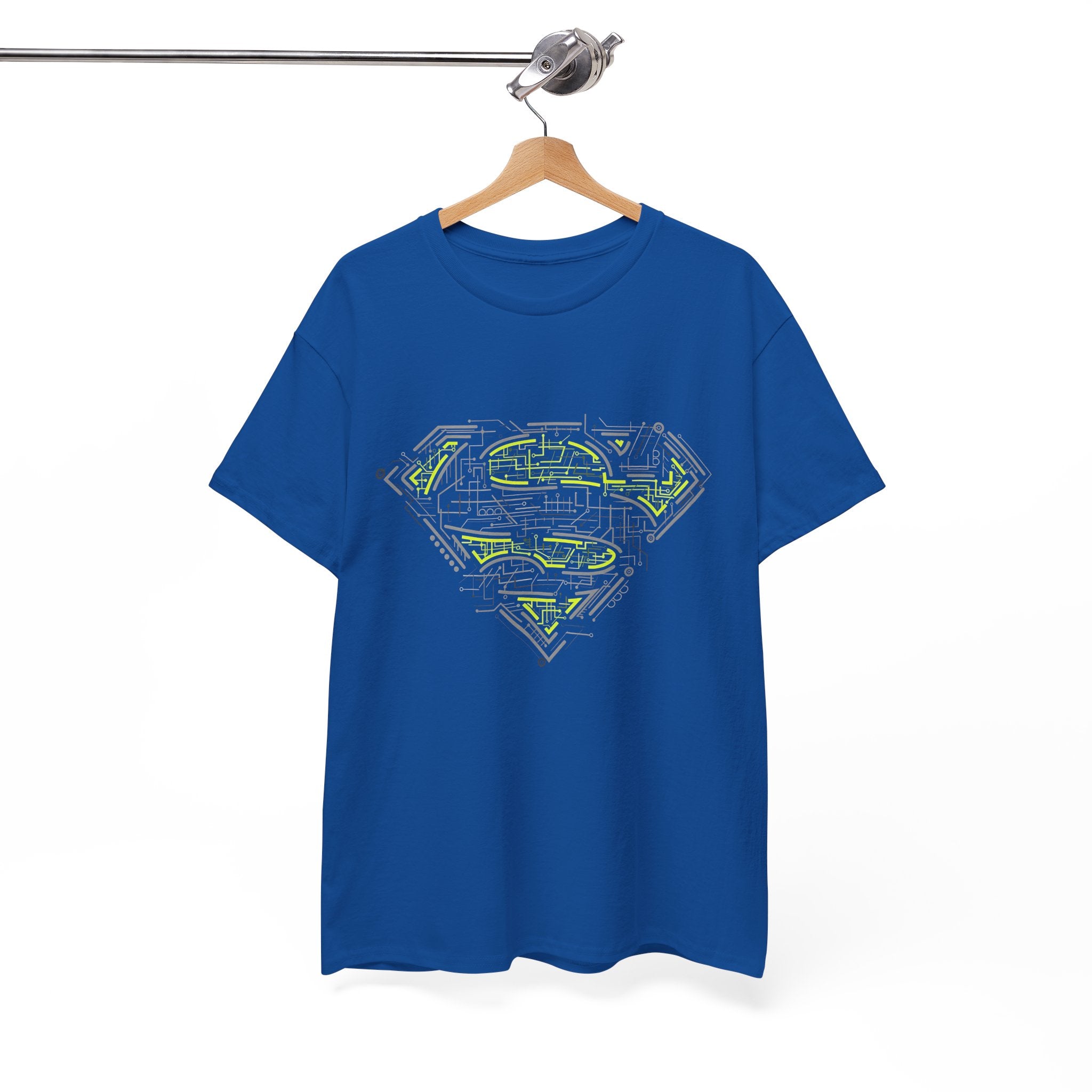 Superman Tech Shield T-Shirt — Futuristic Man of Steel Fanart Logo Tee