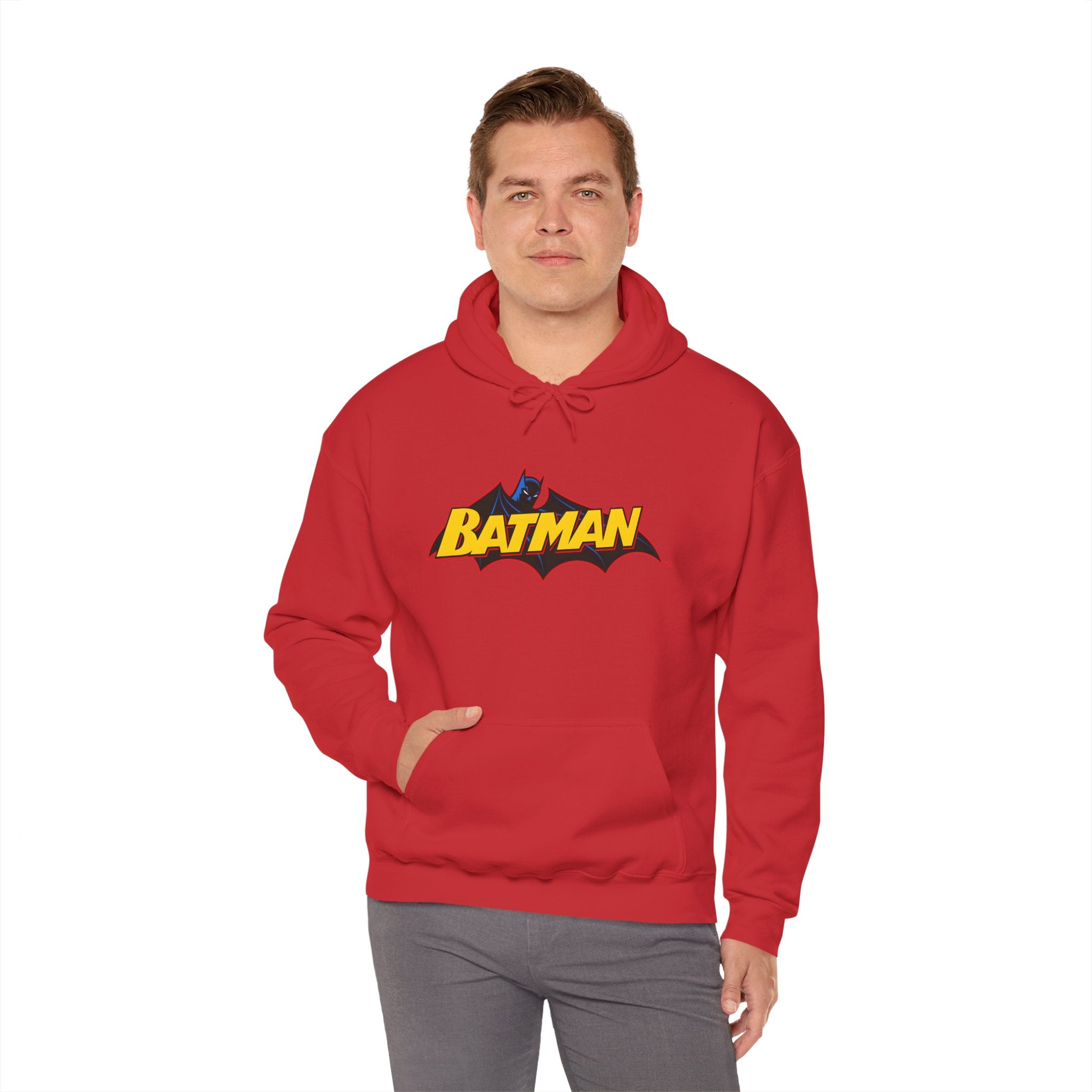Batman DC Comics Inspired Logo Hoodie — Retro Bold Graphic Batman Sweatshirt