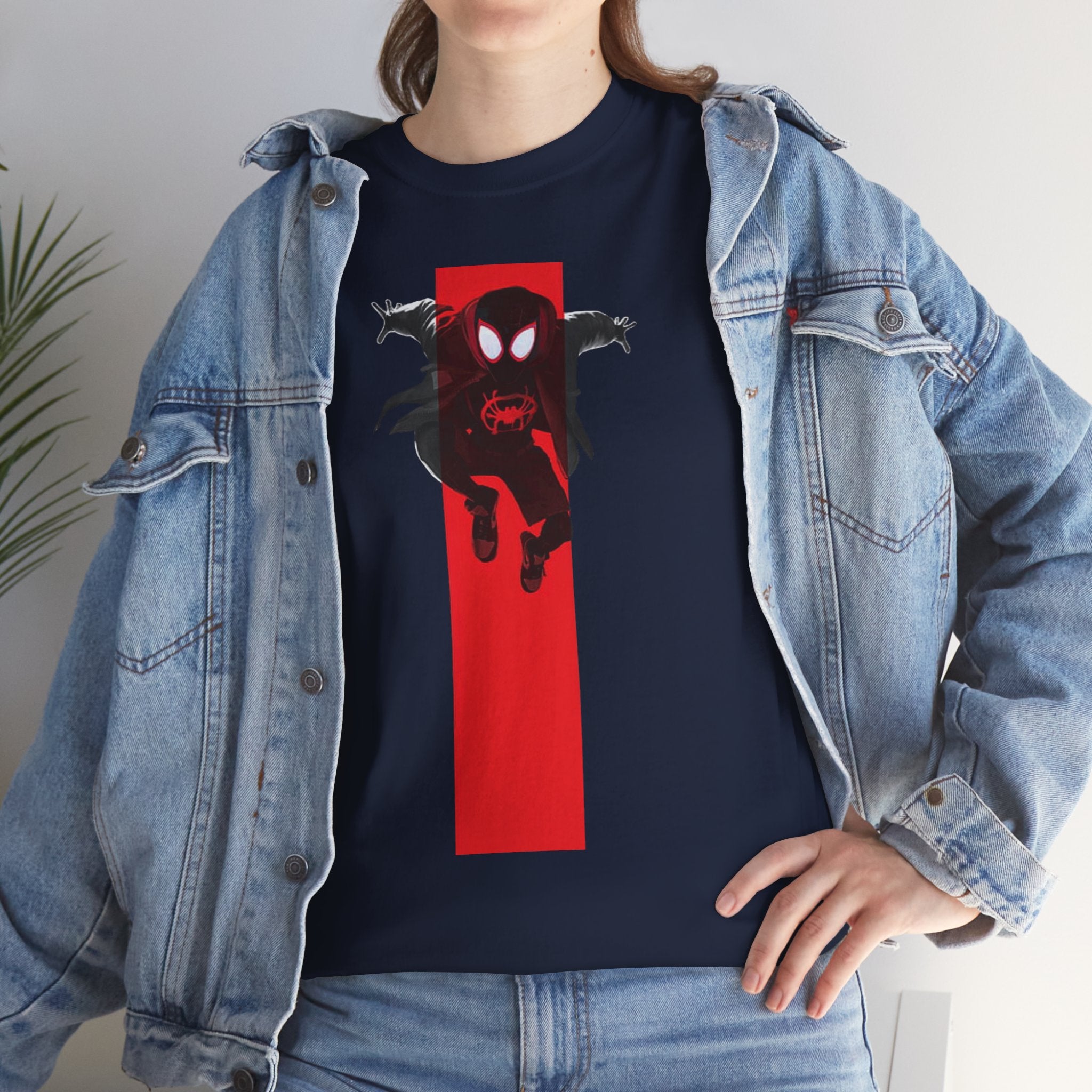 Marvel Miles Morales Spider-Man T-Shirt – Red Vertical Stripe Design | Premium Superhero Tee for Fans