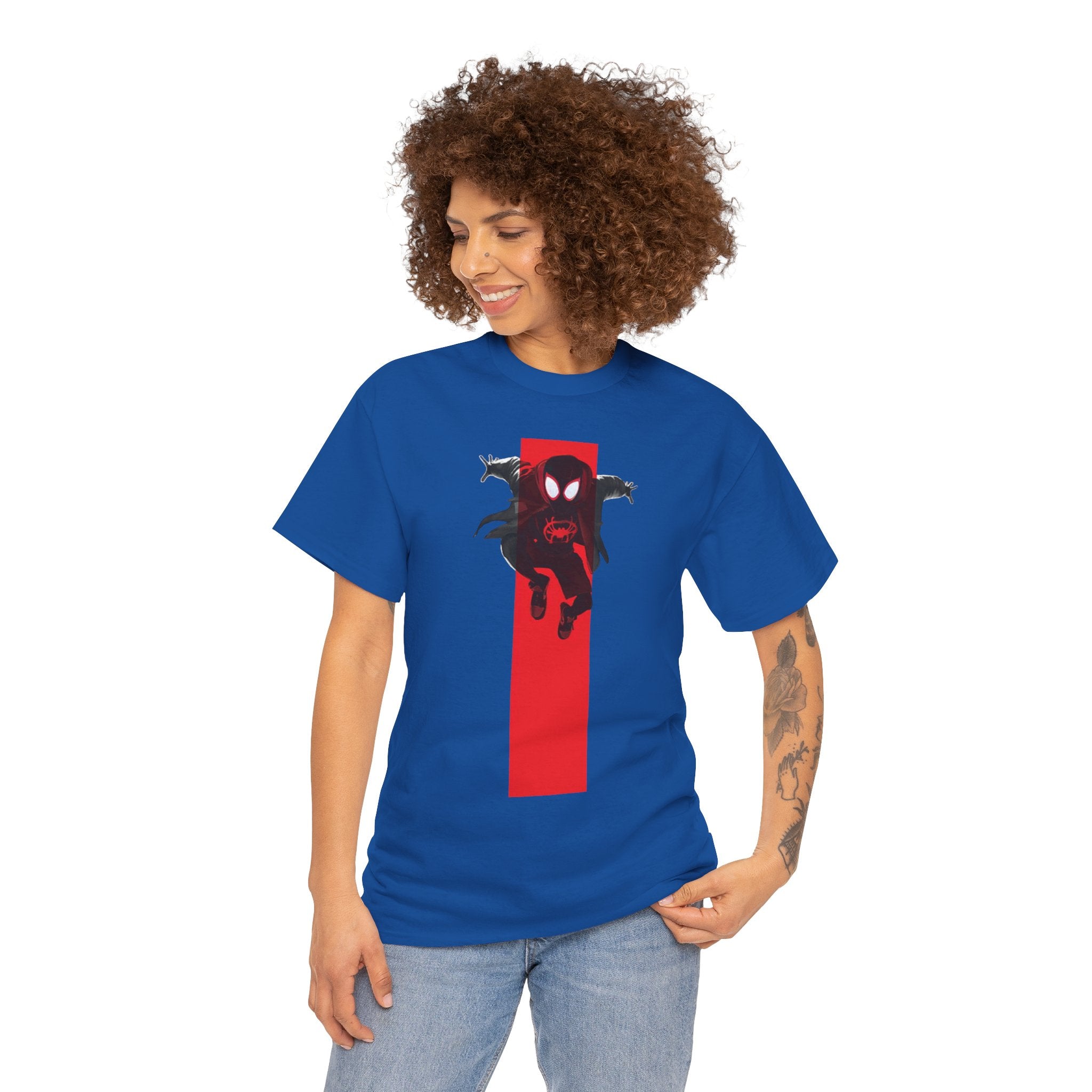 Marvel Miles Morales Spider-Man T-Shirt – Red Vertical Stripe Design | Premium Superhero Tee for Fans