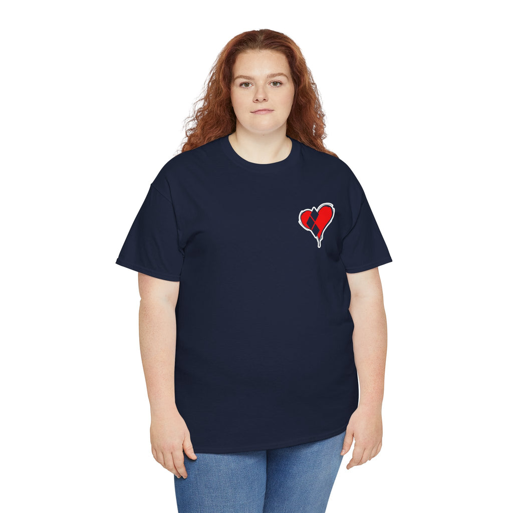 Harlequin Heart Tee — Joker-Inspired Playing Card Graphic T-Shirt