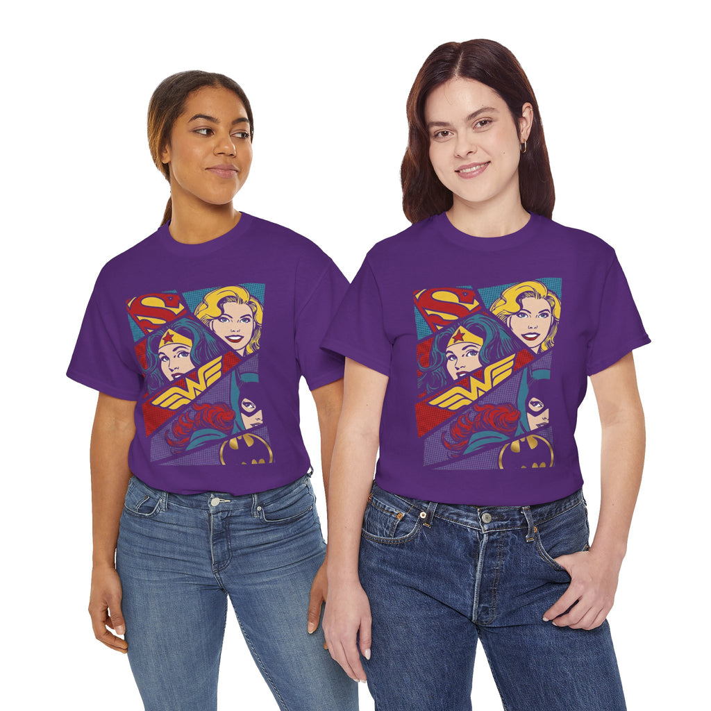 DC Girls Superhero Collage T‑Shirt — Wonder Woman, Supergirl & Batgirl Comic Tee