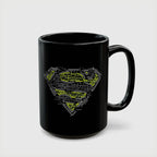 DC Superman Cyborg Logo Coffee Mug — Neon Tech Superman Shield Coffee Cup (11oz/15oz)