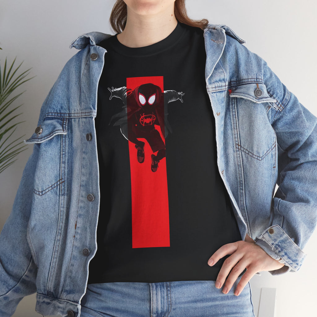 Marvel Miles Morales Spider-Man T-Shirt – Red Vertical Stripe Design | Premium Superhero Tee for Fans
