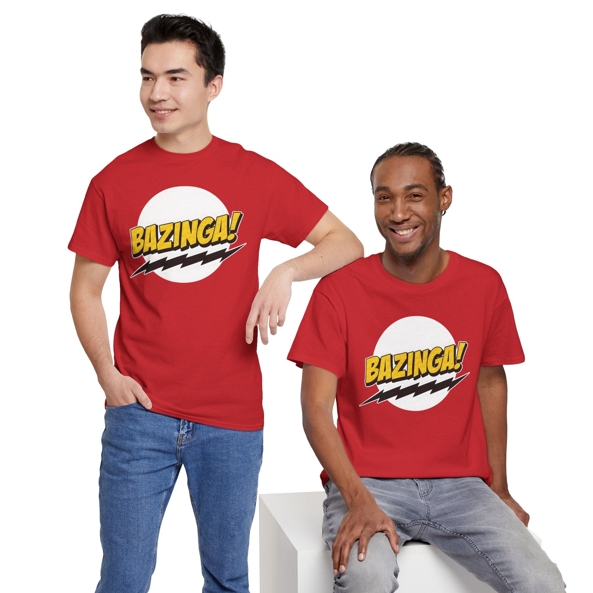 Flash Parody: A fan tribute Unisex T-shirt - DC Flash logo with Sheldon's catchphrase "Bazinga!"