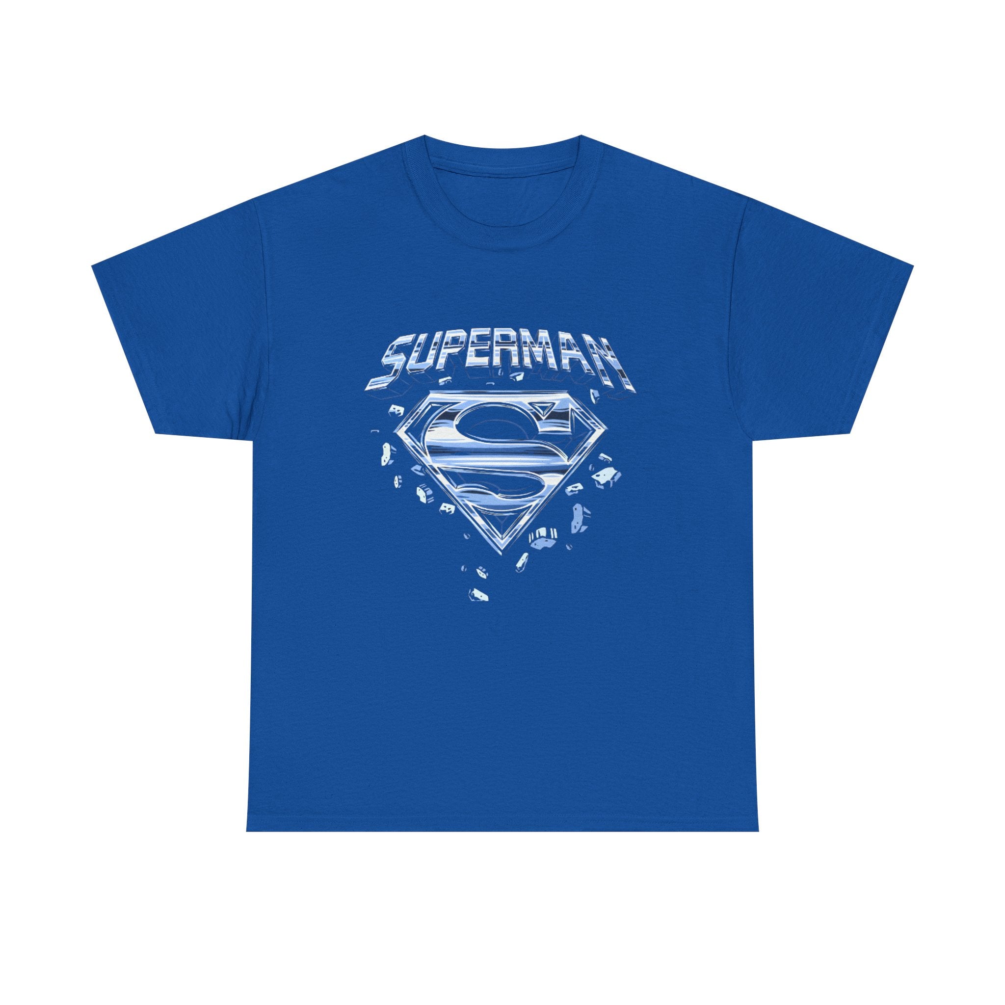 Man of Steel Metallic Logo T-Shirt — Shattered Chrome Superman Unisex Tee
