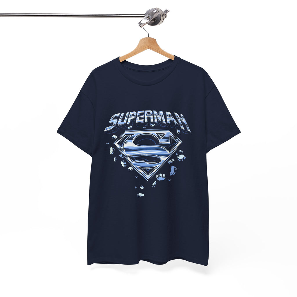 Man of Steel Metallic Logo T-Shirt — Shattered Chrome Superman Unisex Tee