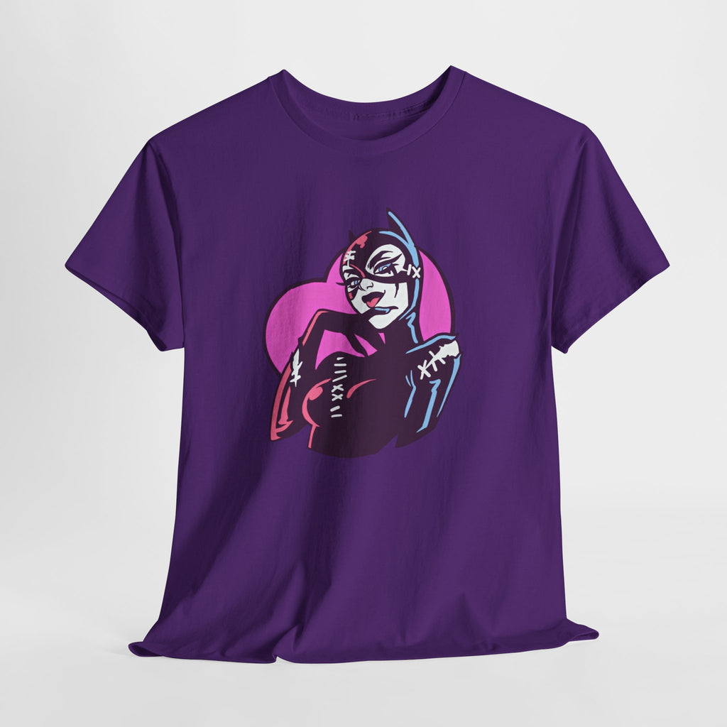 Catwoman Neon Heart Retro Comic T-Shirt — Catwoman Anti-Hero Tee