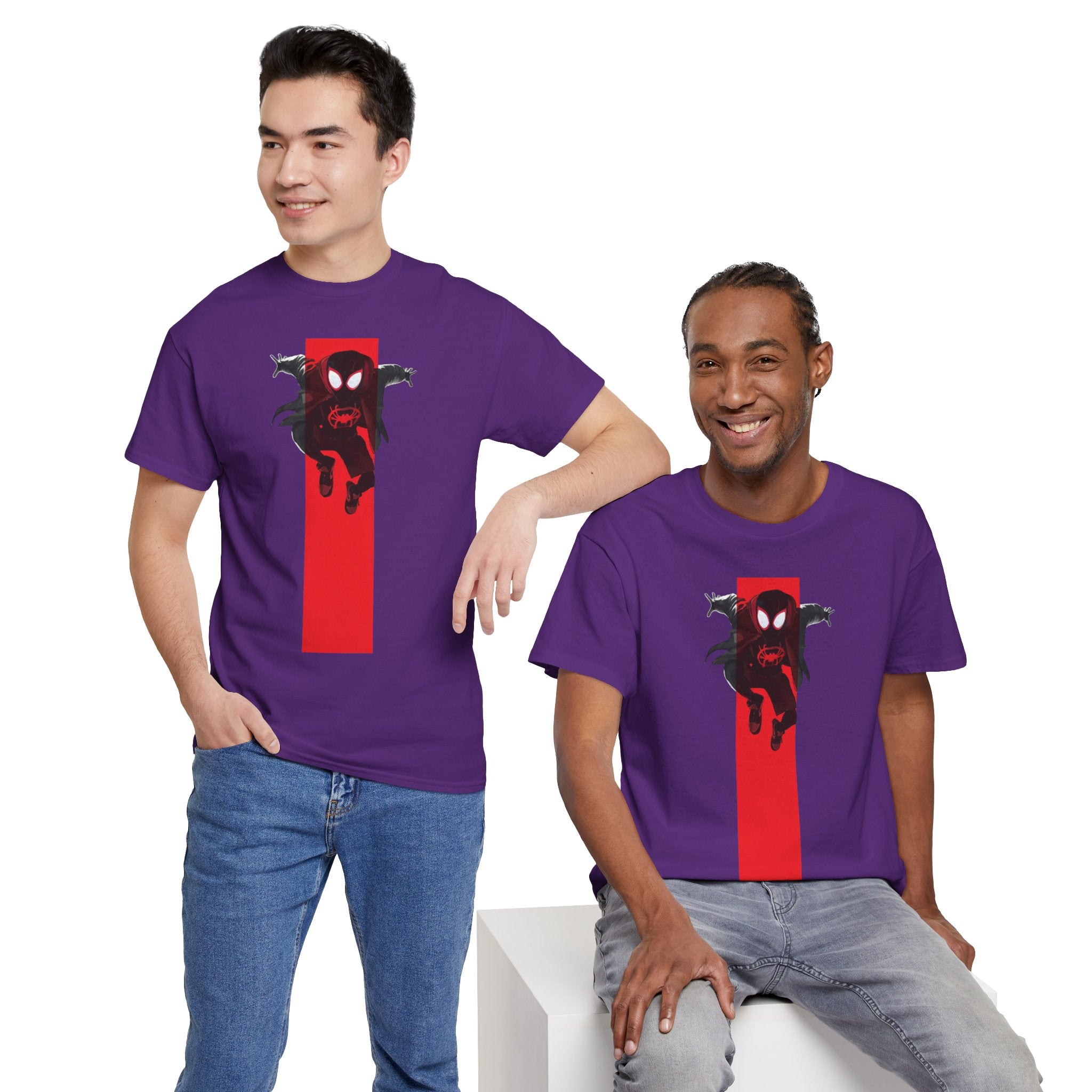 Marvel Miles Morales Spider-Man T-Shirt – Red Vertical Stripe Design | Premium Superhero Tee for Fans