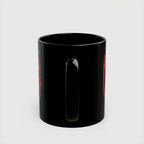 Justice League Logo Black Mug — Red Emblem Coffee Ceramic Cup (11oz/15oz)