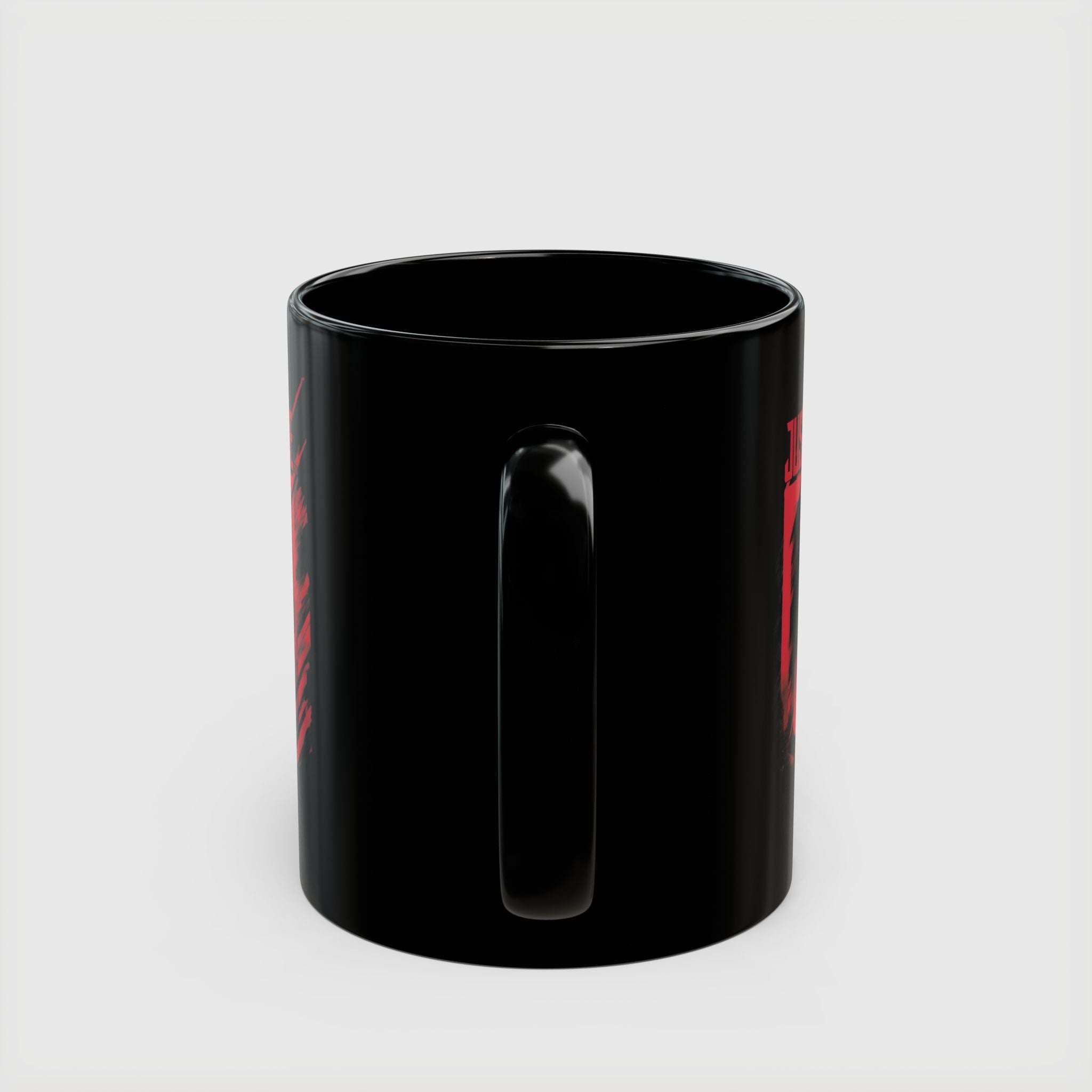 Justice League Logo Black Mug — Red Emblem Coffee Ceramic Cup (11oz/15oz)