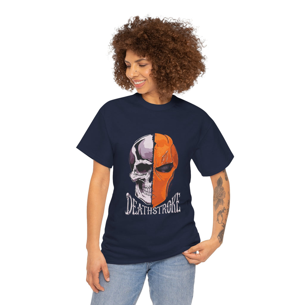 DC Deathstroke Skull Graphic T-Shirt — Slade Wilson Half-Mask Tee
