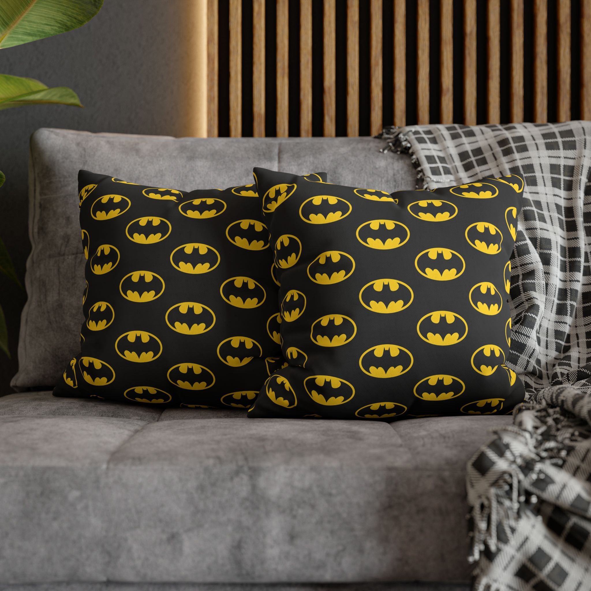 Batman Classic Logo Pattern Square Throw Pillowcase — Superhero Home Decor