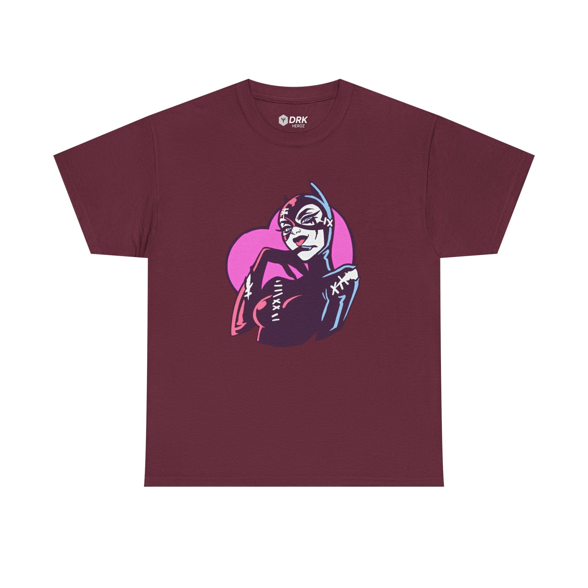 Catwoman Neon Heart Retro Comic T-Shirt — Catwoman Anti-Hero Tee