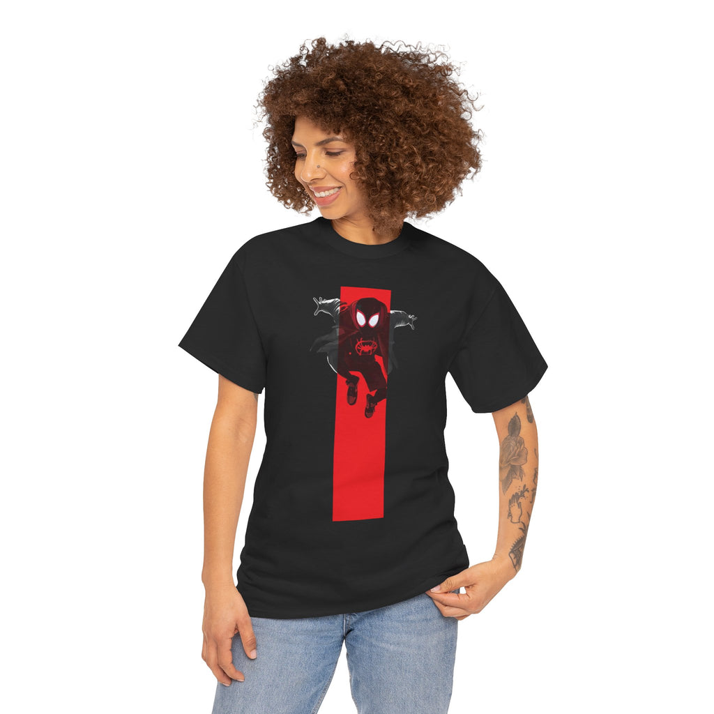 Marvel Miles Morales Spider-Man T-Shirt – Red Vertical Stripe Design | Premium Superhero Tee for Fans