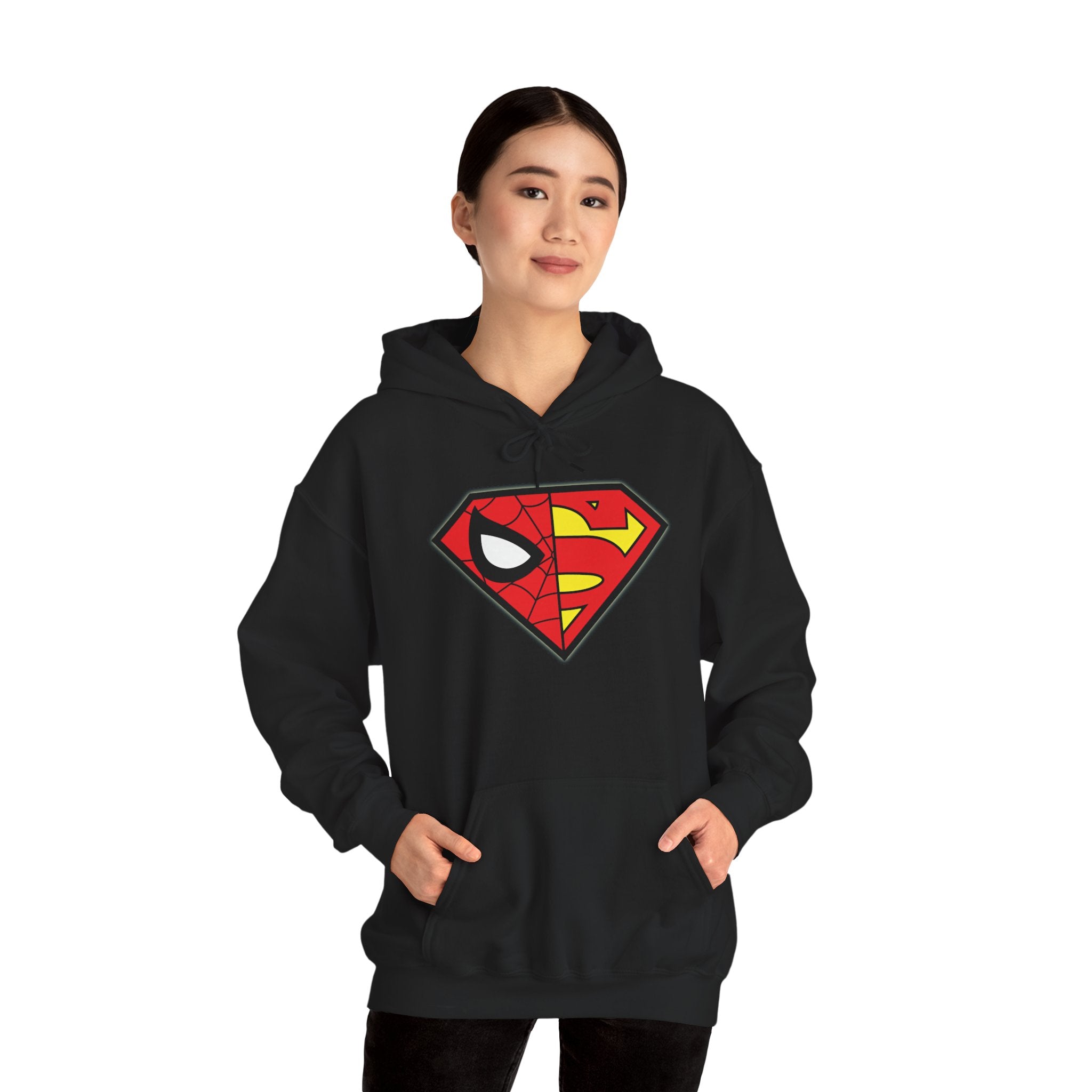 Spider-Man x Superman Logo Hoodie — Superhero Mashup Pullover