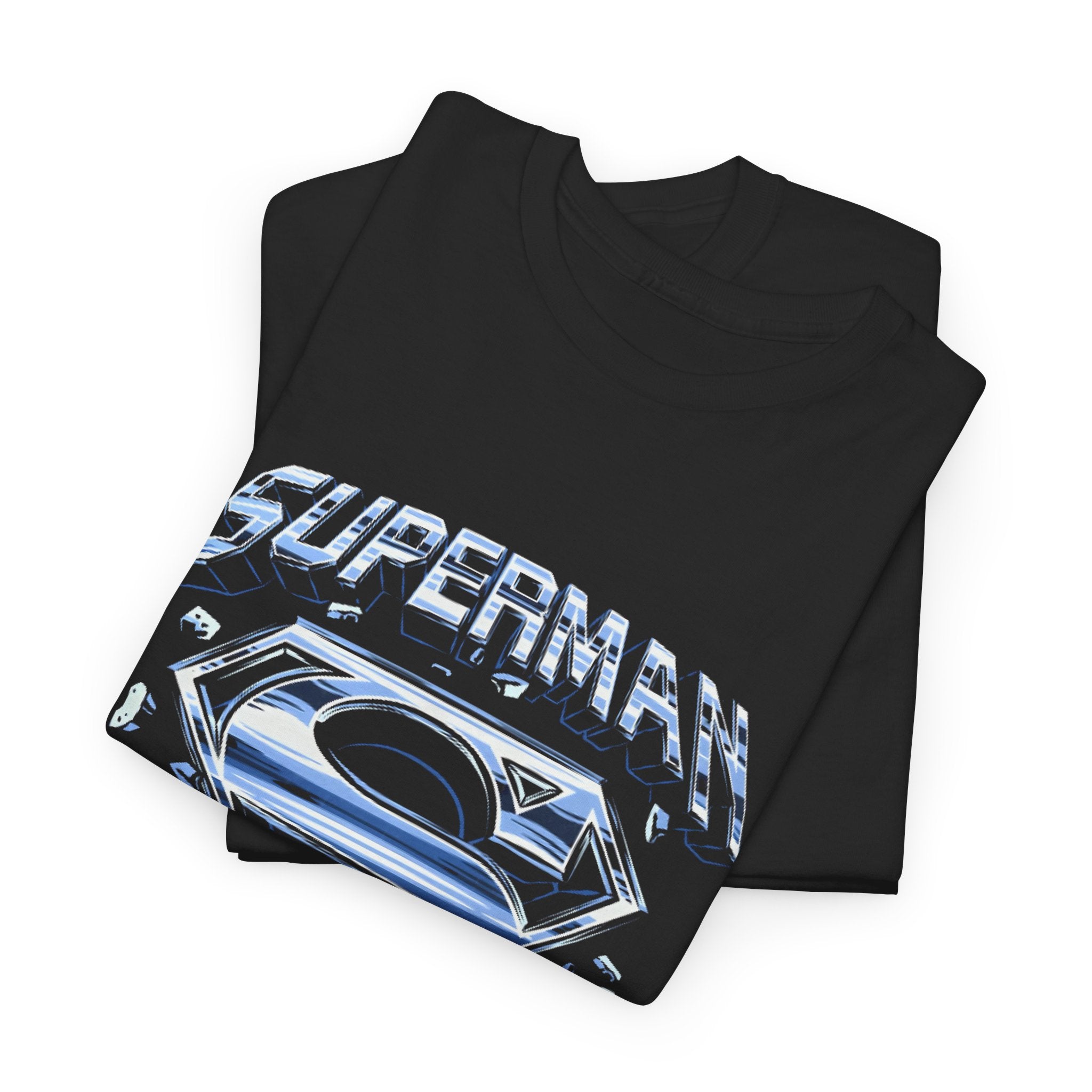 Man of Steel Metallic Logo T-Shirt — Shattered Chrome Superman Unisex Tee