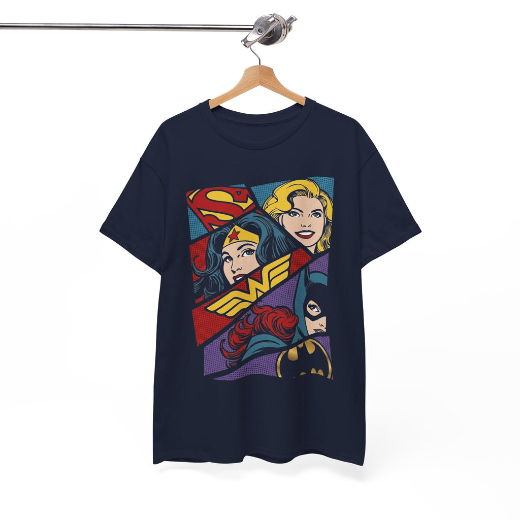 DC Girls Superhero Collage T‑Shirt — Wonder Woman, Supergirl & Batgirl Comic Tee