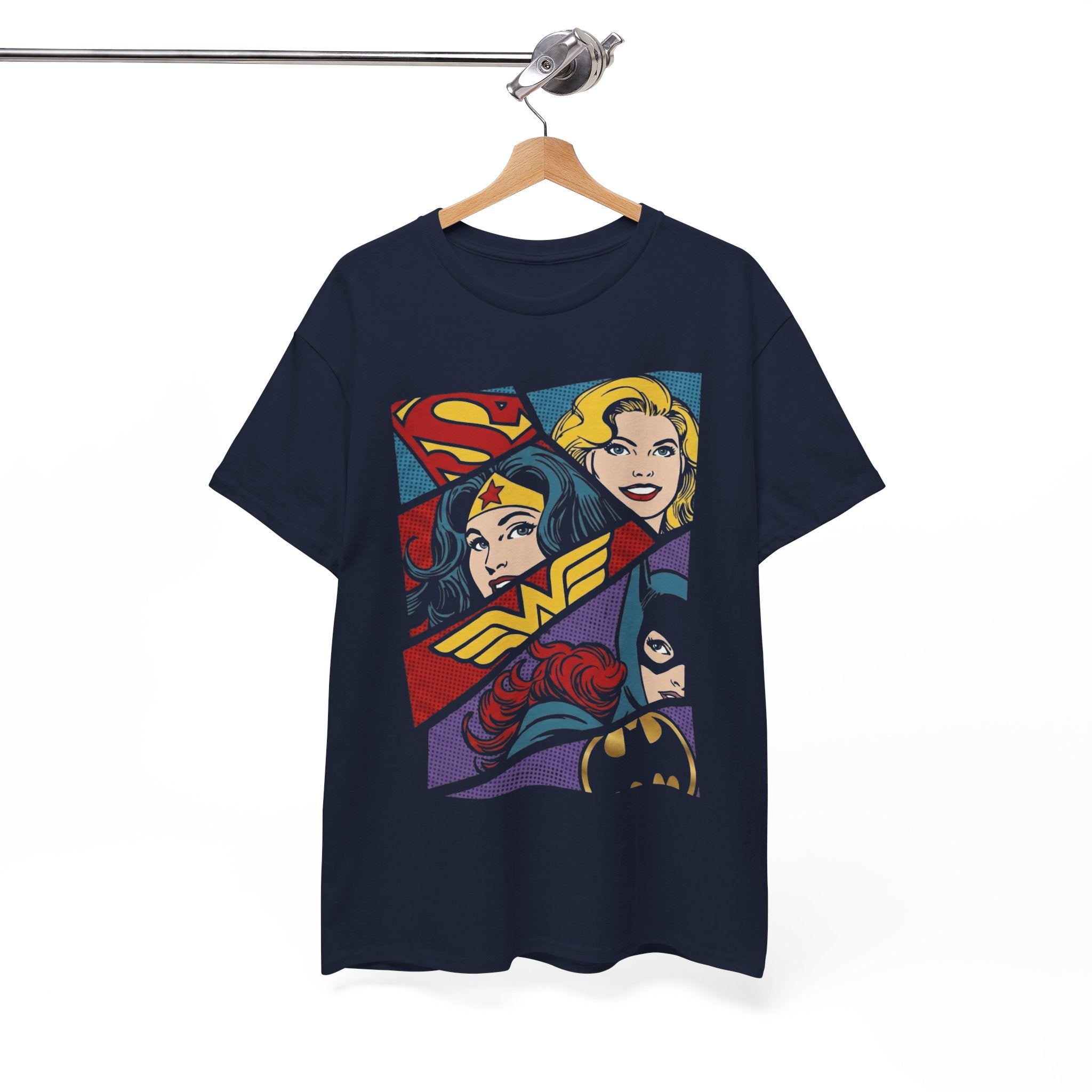 DC Girls Superhero Collage T‑Shirt — Wonder Woman, Supergirl & Batgirl Comic Tee