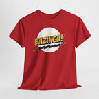 Flash Parody: A fan tribute Unisex T-shirt - DC Flash logo with Sheldon's catchphrase "Bazinga!"