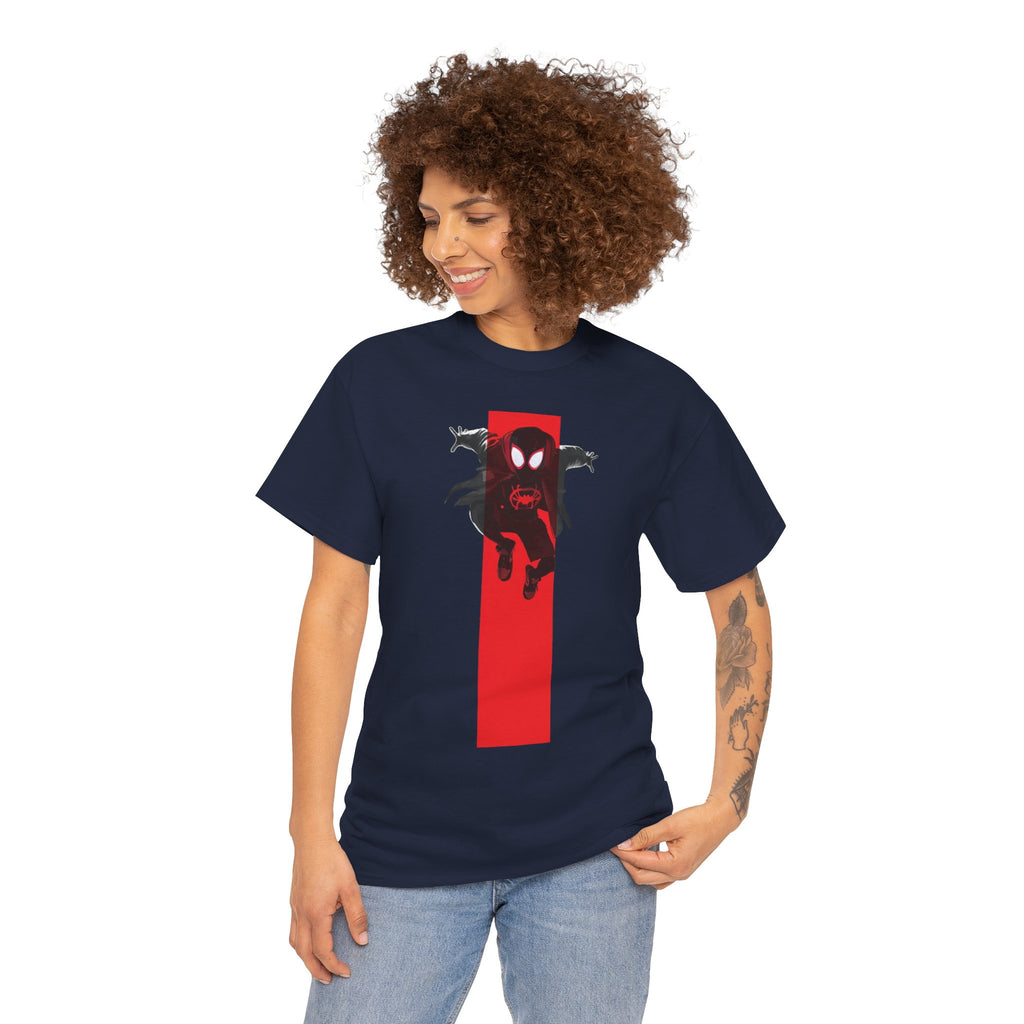 Marvel Miles Morales Spider-Man T-Shirt – Red Vertical Stripe Design | Premium Superhero Tee for Fans