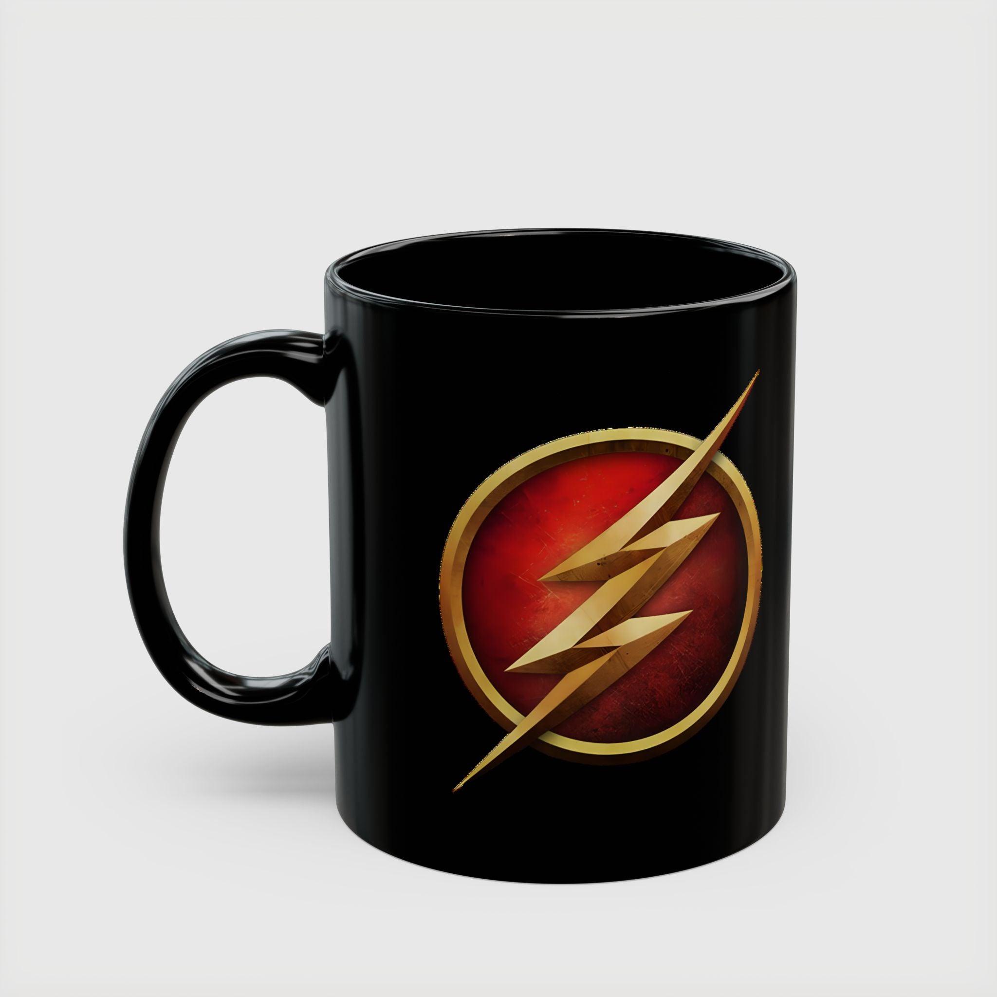 Classic DC Flash Lightning Bolt Mug - Scarlet Speedster Black Coffee Mug-  11oz & 15oz Speed Force Drinkware