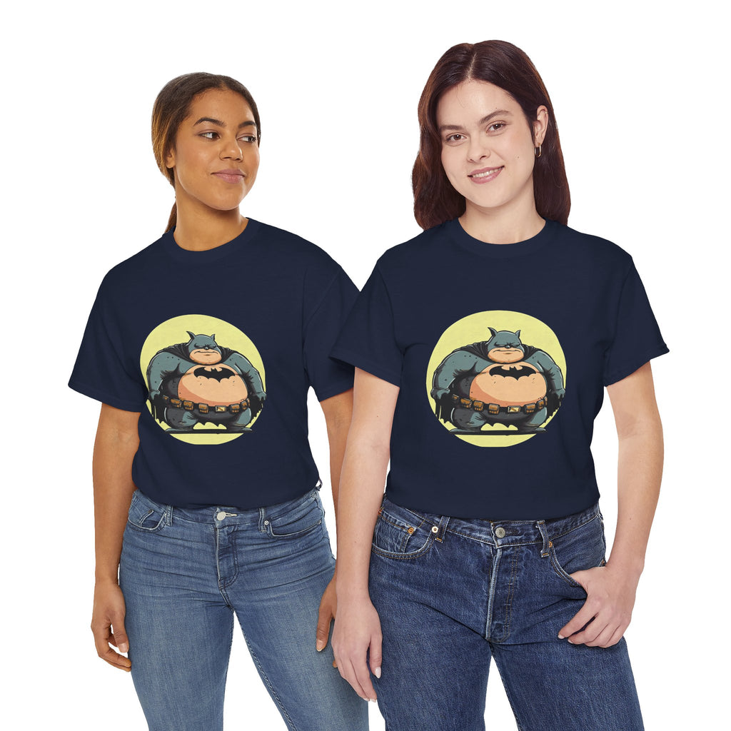 Funny Chubby Bat Hero T‑Shirt — Cute Fat Batman Parody Tee