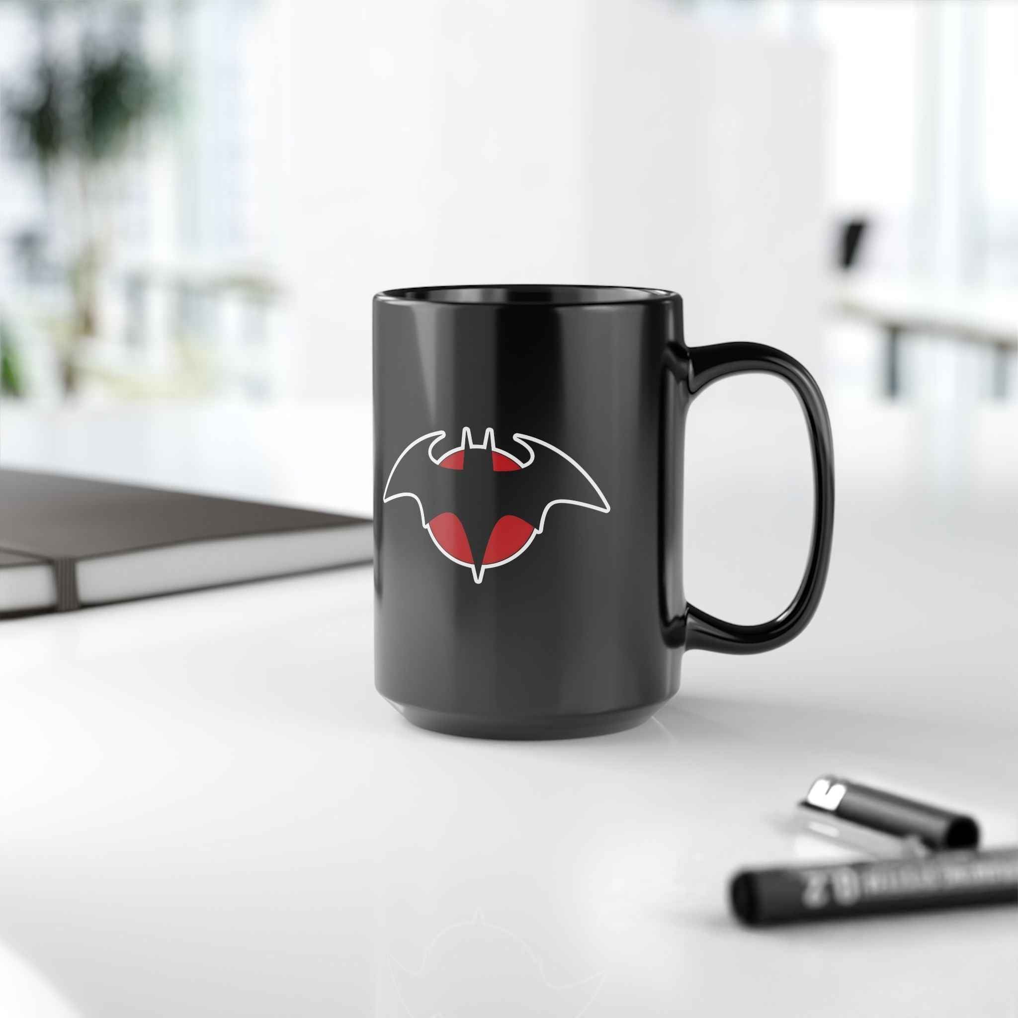 Flashpoint Batman Thomas Wayne Red Logo Black Coffee Mug
