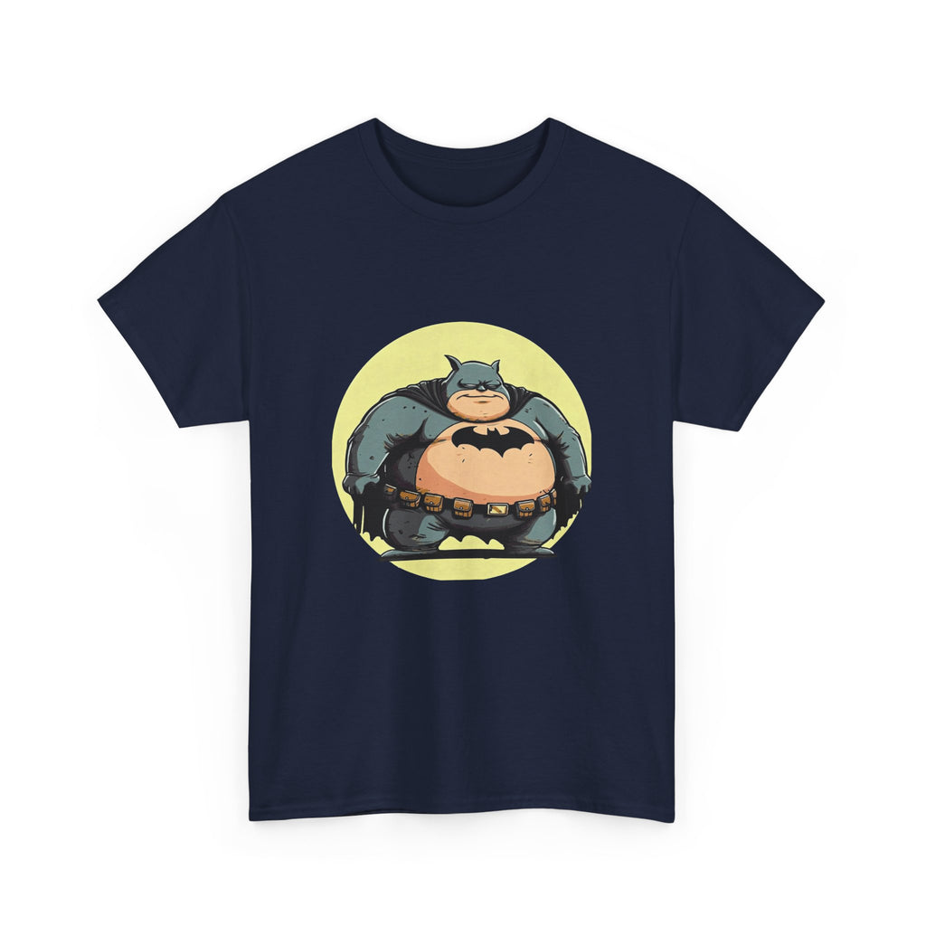Funny Chubby Bat Hero T‑Shirt — Cute Fat Batman Parody Tee