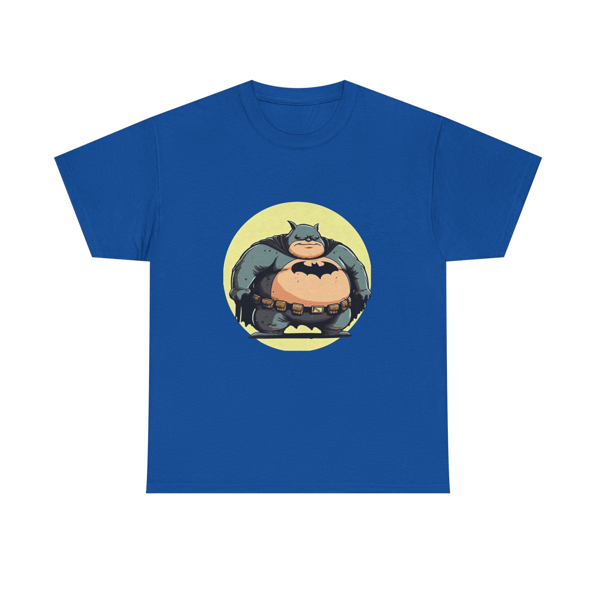 Funny Chubby Bat Hero T‑Shirt — Cute Fat Batman Parody Tee